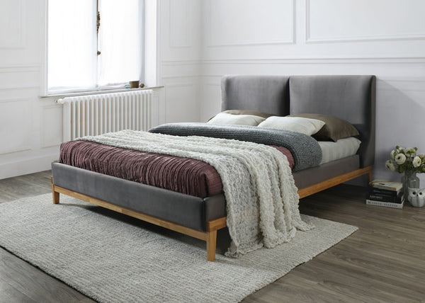 Minimalistic Design Sorrento Grey Fabric King Size Bed