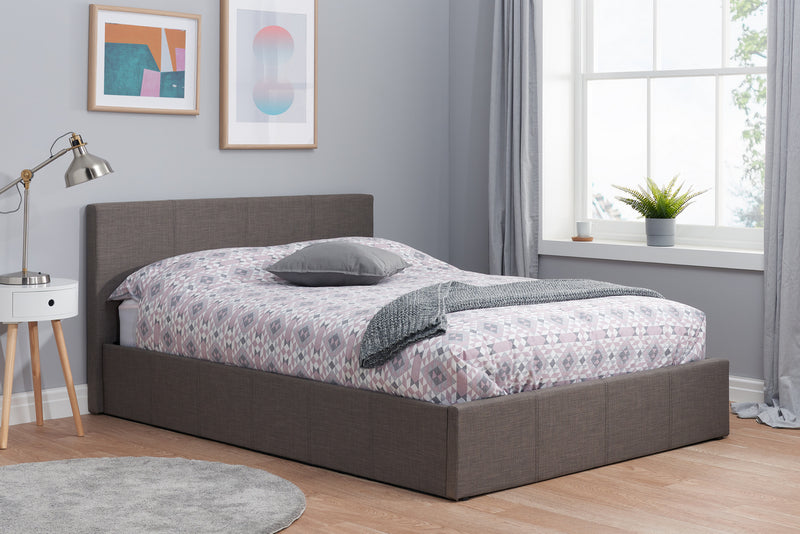 Berlin Grey Hopsack Fabric End Lifting Ottoman Gas-Lift Bed Frame