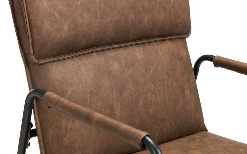 Modern Industrial Style Soft Touch Brown Faux Leather Accent Chair