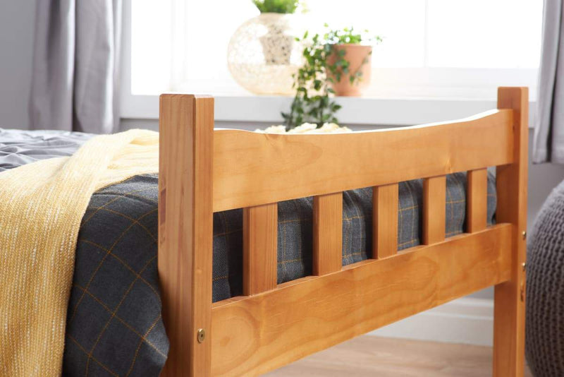 New Modern 3ft Single Antique Varnished Pine Solid Bed Frame With Optional Mattresses