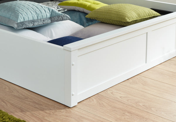 Space Saving Shaker Style Bed Frame with Curved Headboard Oak or White With Mattress Options UK