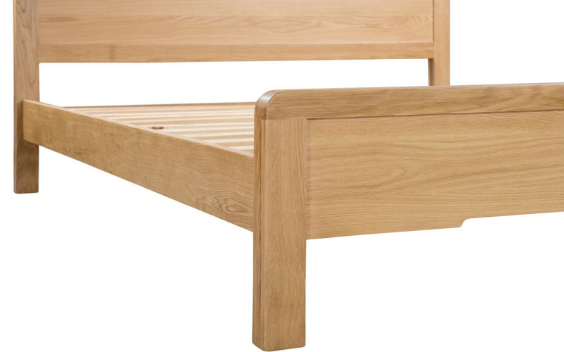 New Contemporary Curved Edge Solid White Oak Bed With Unique Recessed Headboard