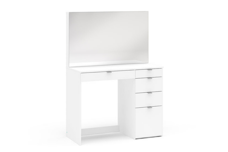 Stylish Ava 5 Drawer White Dressing Table & Mirror Vanity Table