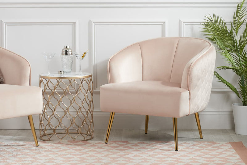 Luxurious Soft Touch Blush Pink Bella Armchair OR 2 Seater Sofa
