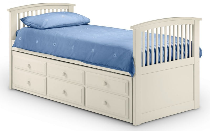 Children's Stylish Cabin bed and Pull Out Under bed in stone white Lacquer