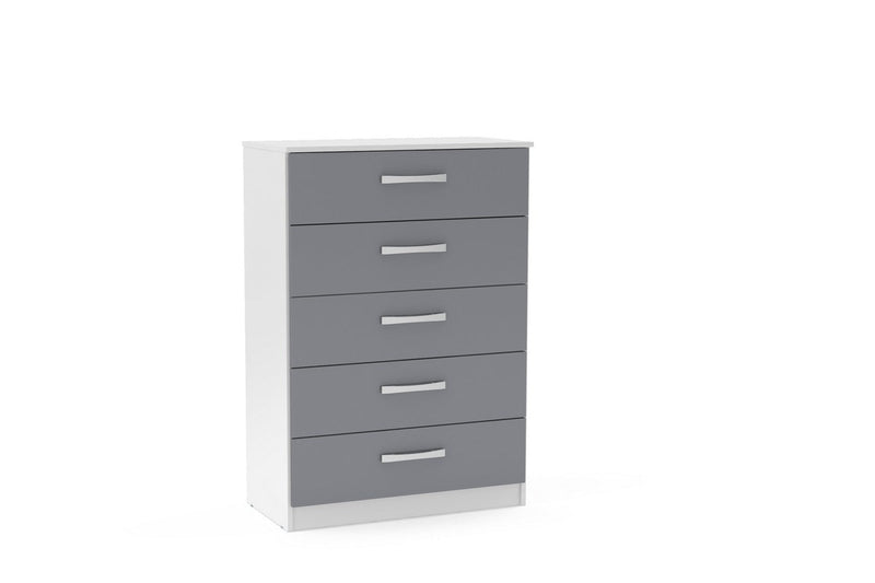 New Sleek Modern Lynx Bedroom Furniture Range In White & Grey High Gloss