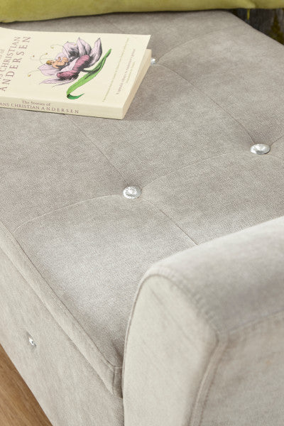 Soft Silver Chenille Fabric Diamante Window Seat Lift Up Storage