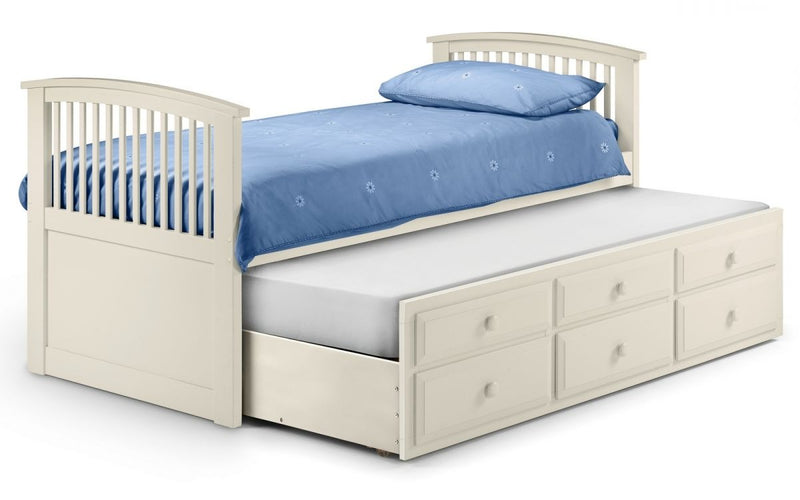 Children's Stylish Cabin bed and Pull Out Under bed in stone white Lacquer