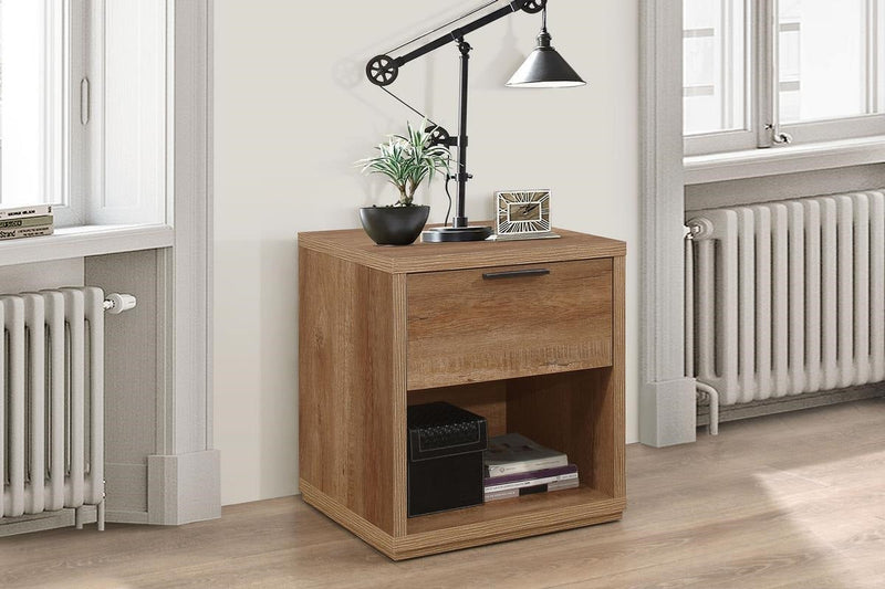 Stockwell Rustic Oak Effect Wooden 1 or 2 Drawer Bedside Table