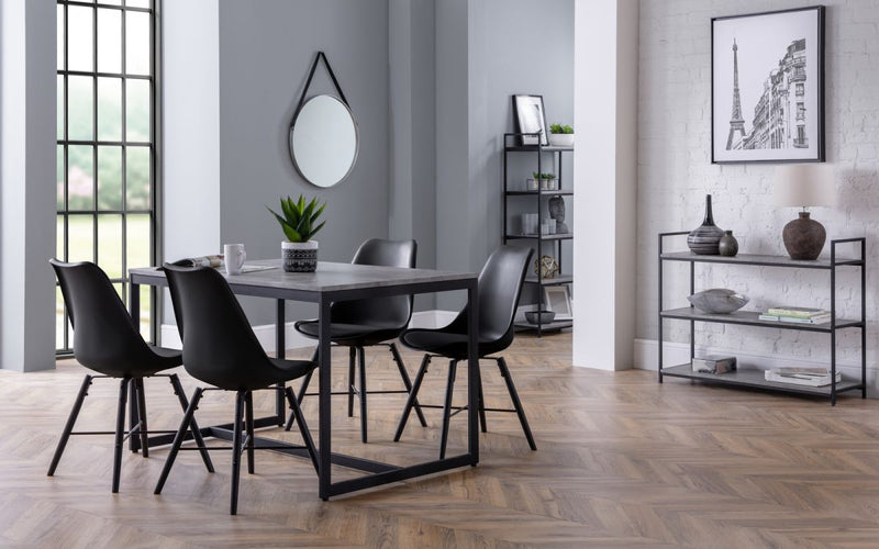 Stunning Staten Concrete Effect Dining Table With Contemporary Black Legs