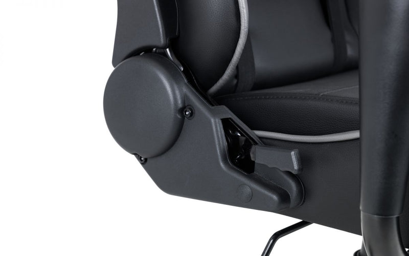 Sleek Gaming Chair Black and Grey Faux Leather Neck + Lumbar Support Tilt Adjust