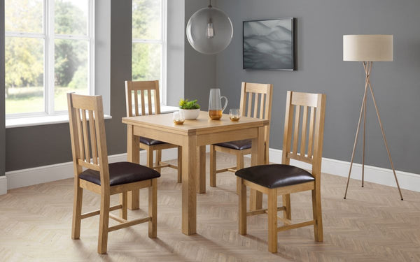 Modern Astoria Flip-Top Extendable Dining Table with 4 Astoria Chairs