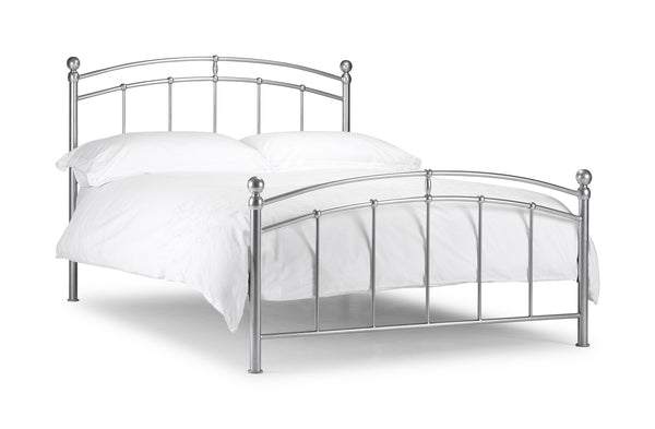 Julian Bowen Chatsworth Arched Top 4FT6 5FT Metal Bed in Aluminium