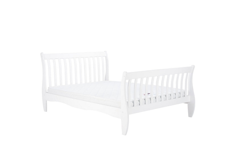 Stylish Solid Pine Wooden Bed Frame in White