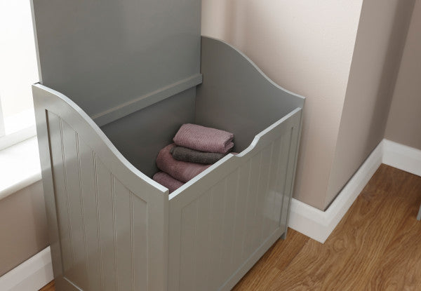 Colonial Tongue & Groove Wooden Bathroom Storage Hamper - In 2 Colours