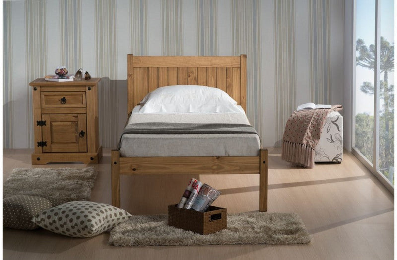 Contemporary Rio Waxed Solid Pine Bed Frame - Available in Oak or White