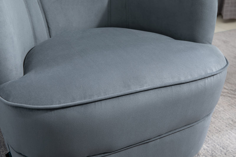 Modern Grey Accent Chair Deep Cushioning Standalone Chair Silver Trim