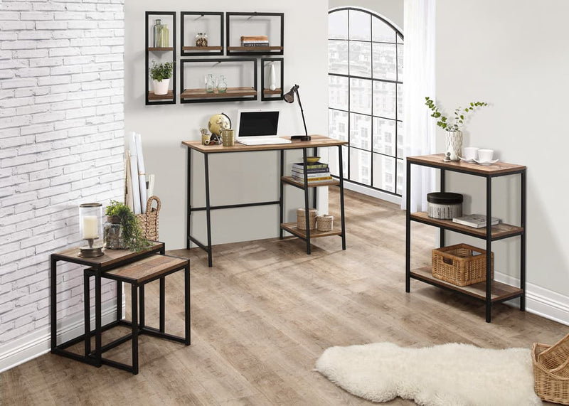 Modern Urban Home Office Study Desk Industrial-effect Wooden Oak