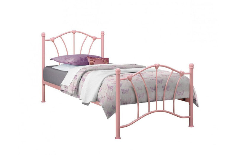 3FT Single Children's Bed With Beautiful Heart Castings Metal Bed Frame