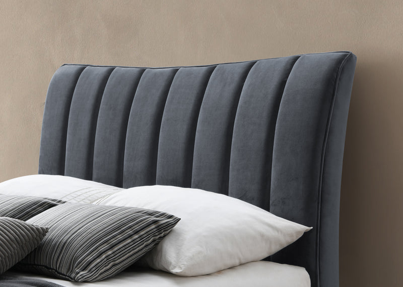 Stylish Shaped Design Bed 4ft 4ft6 5ft Grey Green Velvet Fabric