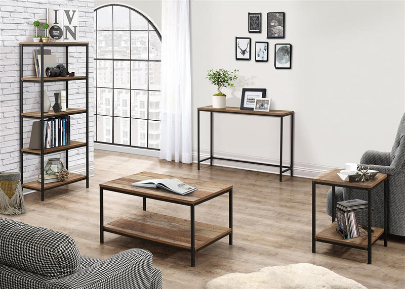 The Urban Black Industrial Metal Frame with Wood Effect Finish Console Table