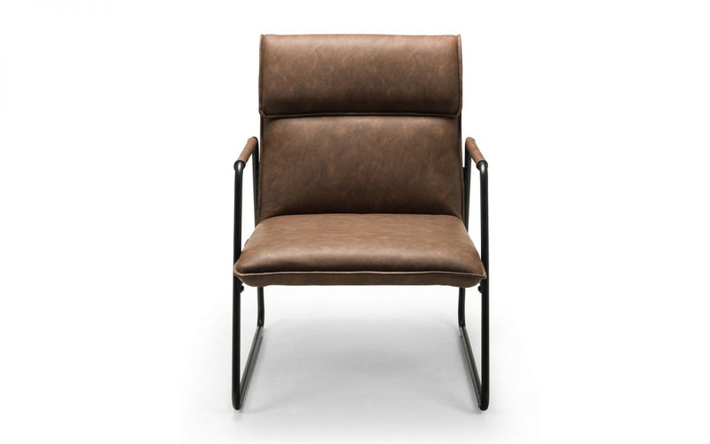 Industrial Style Gramercy Chair in a Soft Brown Faux Leather