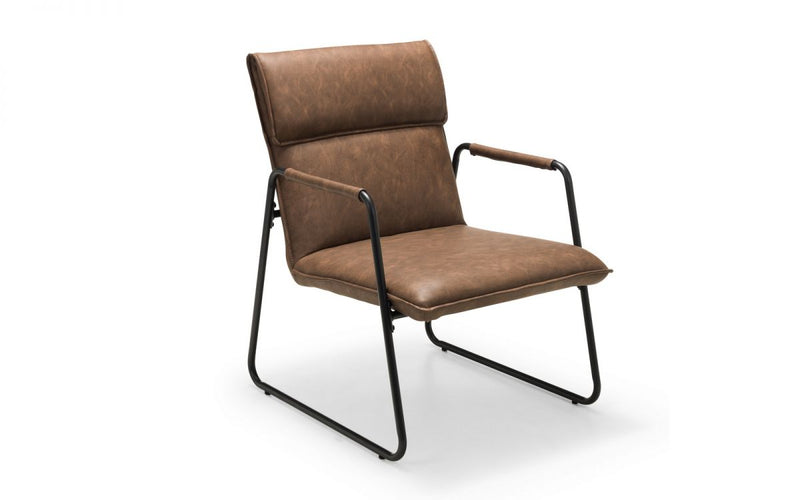 Industrial Style Gramercy Chair in a Soft Brown Faux Leather