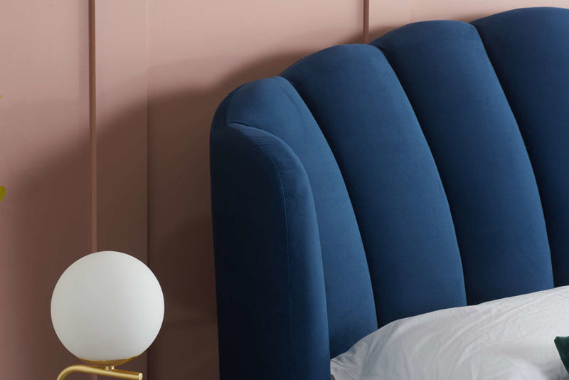 Sumptuous and Stylish Lottie Fabric Ottoman Bed Frame available in Pink or Midnight Blue 4FT6 & 5FT