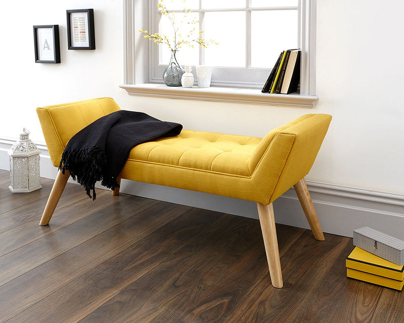 Milan Deep Cushioned Retro-Style Upholstered Bench - In 3 Colours