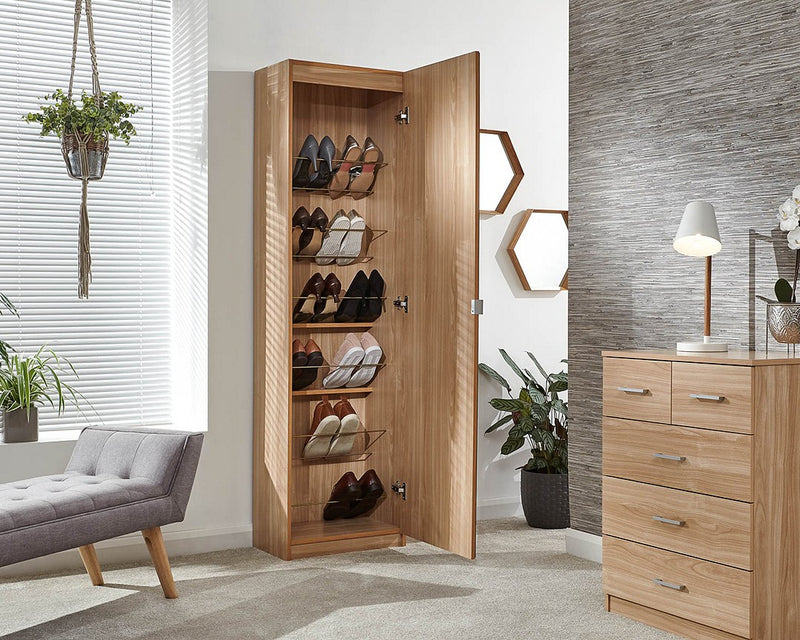 Modern Mirrored Shoe Storage Cabinet - Fits up to 24 Pairs of Shoes