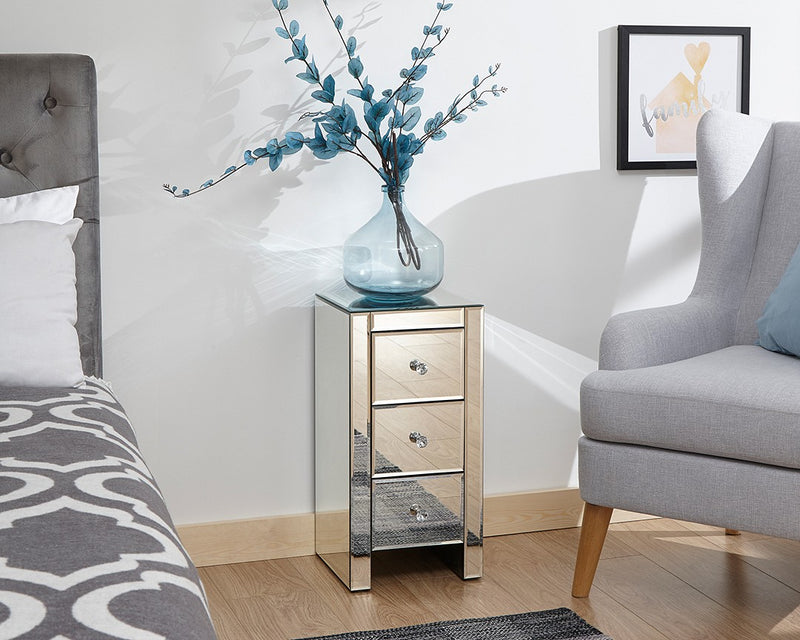 Stunning Mirrored Slim Drawers With Bevelled Edges - 2, 3, 4 or 5 Draw Options