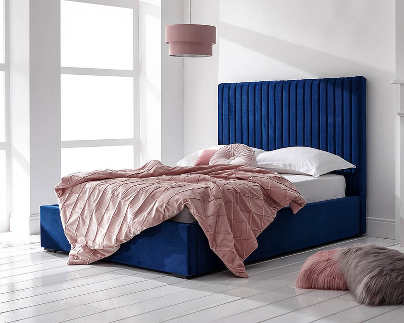 Elegant Milazzo Ottoman Storage Bed Frame available in Royal Blue & Nightshadow Blue - 4FT6 & 5FT