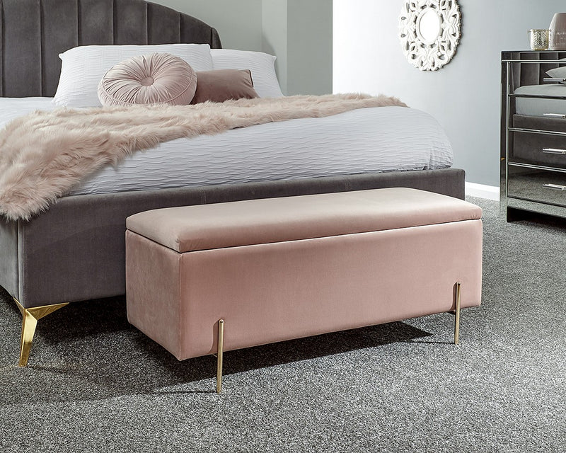Mystica Ottoman Storage Bench with Gold Effect Metal Legs - In 4 Colours