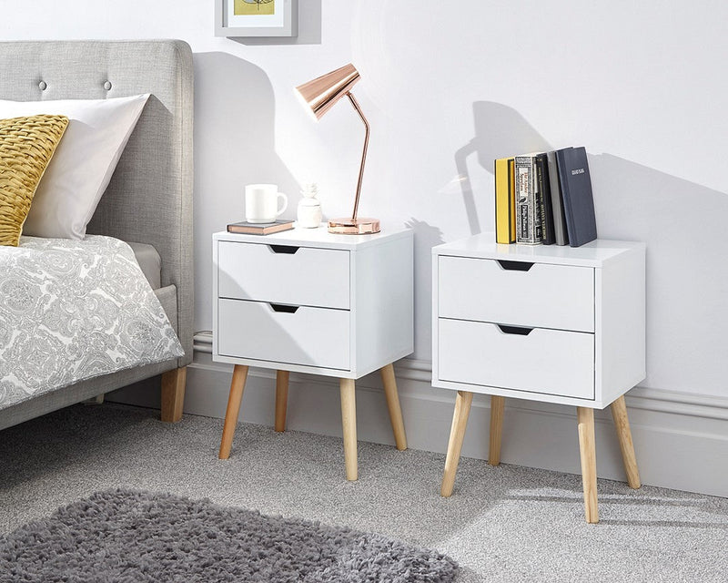 Nyborg Scandinavian Style Pair of Bedside Tables - In 7 Colours