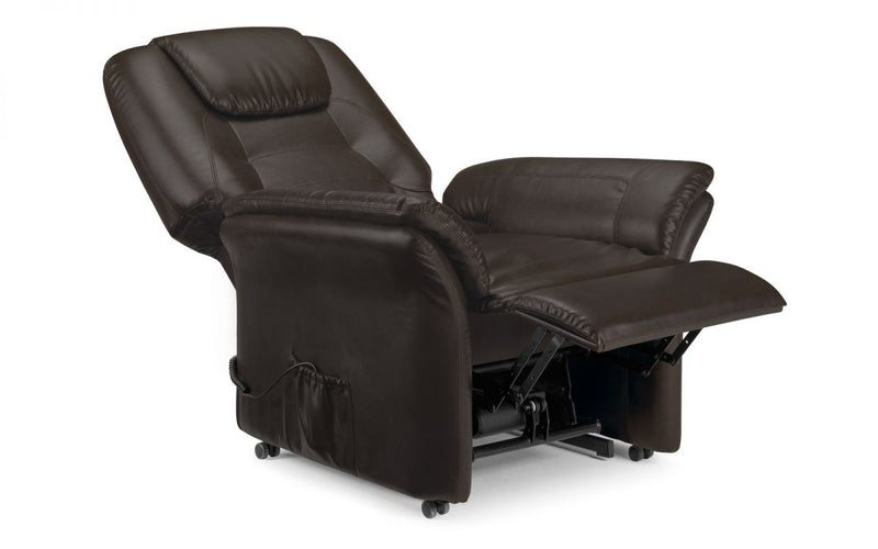 Extremely Comfortable Riva Rise & Recline Chair Upholstered in Soft Touch Black or Brown Faux Leather