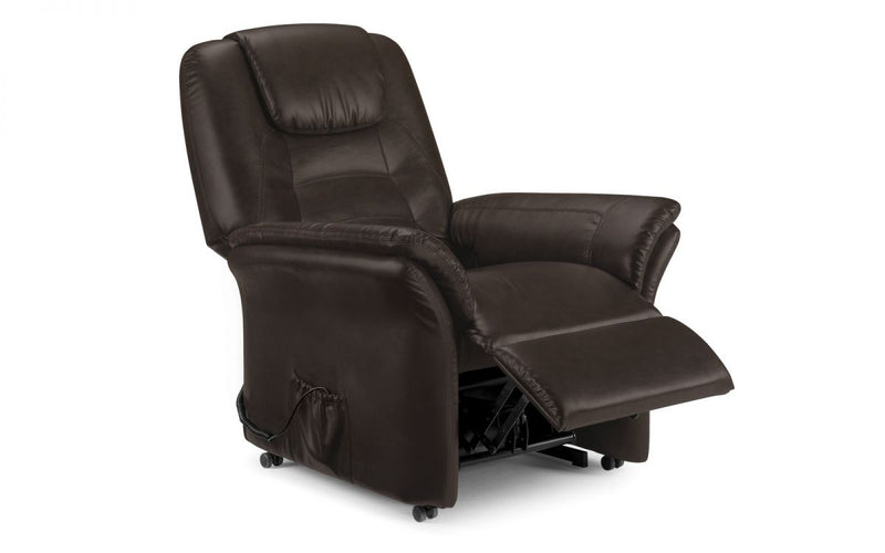 Extremely Comfortable Riva Rise & Recline Chair Upholstered in Soft Touch Black or Brown Faux Leather
