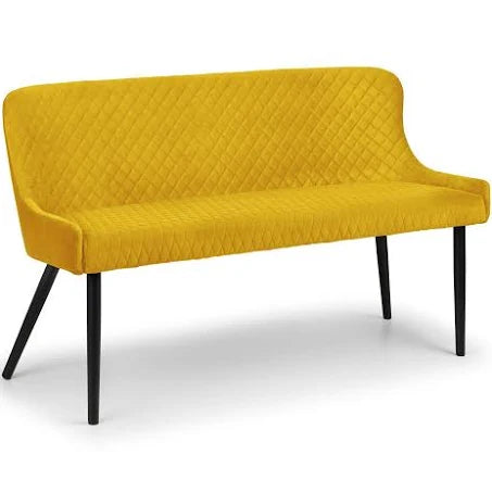 Luxe High Back Bench Upholstered in Luxurious Blue, Mustard & Grey Velvet Fabric