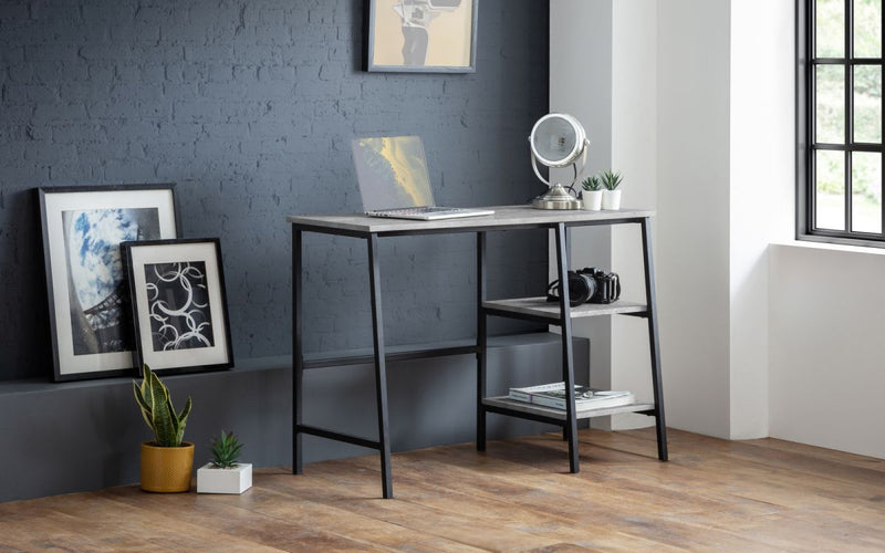 Simplistic Industrial Style Staten Desk with a Striking Concrete Effect Top