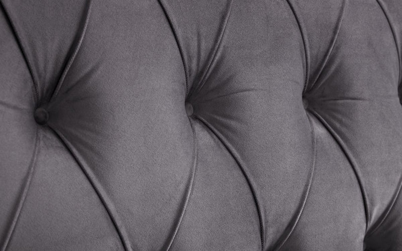 Elegant Studded Valentino Sleigh Bed Frame in a Luxurious Grey Velvet