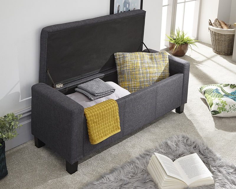 Charming Verona Hopsack Fabric Ottoman Bench - In 3 Colours