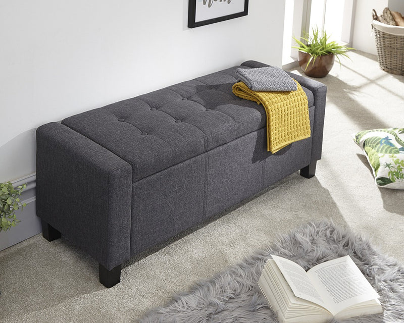 Charming Verona Hopsack Fabric Ottoman Bench - In 3 Colours