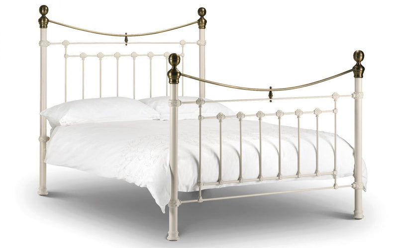 Traditional Victorian Inspired Victoria Bed available in Stone White & Brass or Satin Black & Brass